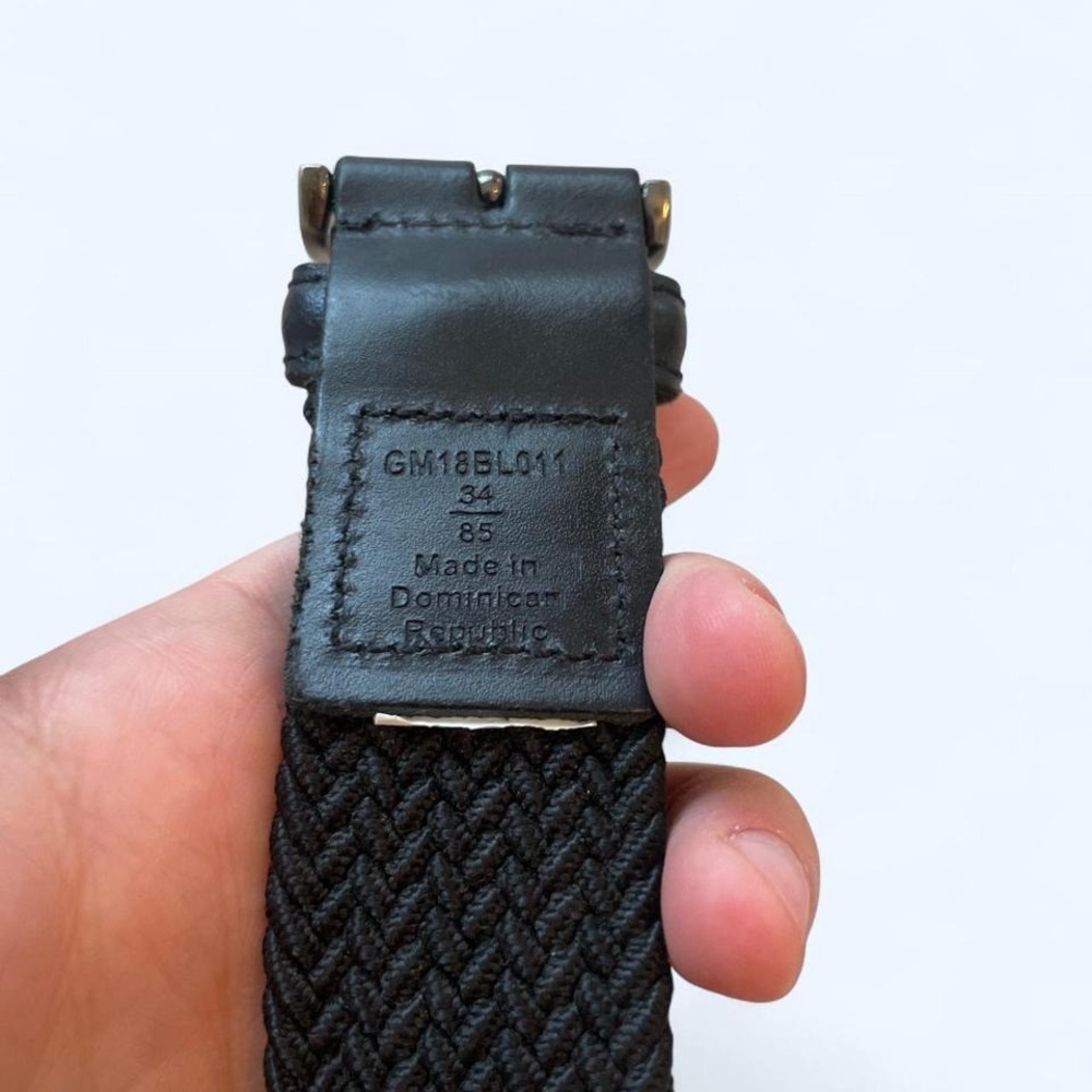 Black braided mens belt with silver buckle size 34 - Picture 3 of 3